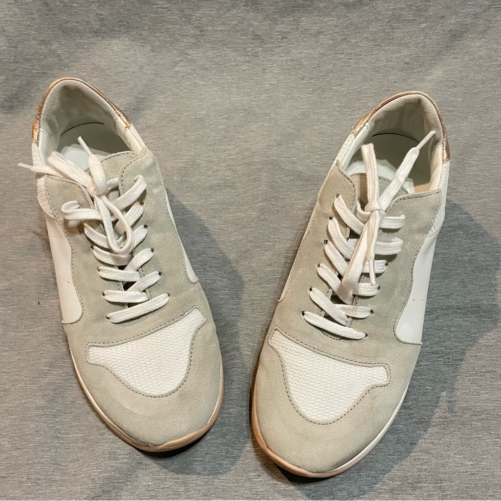 PAIGE Mila Runner Sneakers Grey Suede Leather Platform Trainer Size 8.5 - Picture 2 of 11